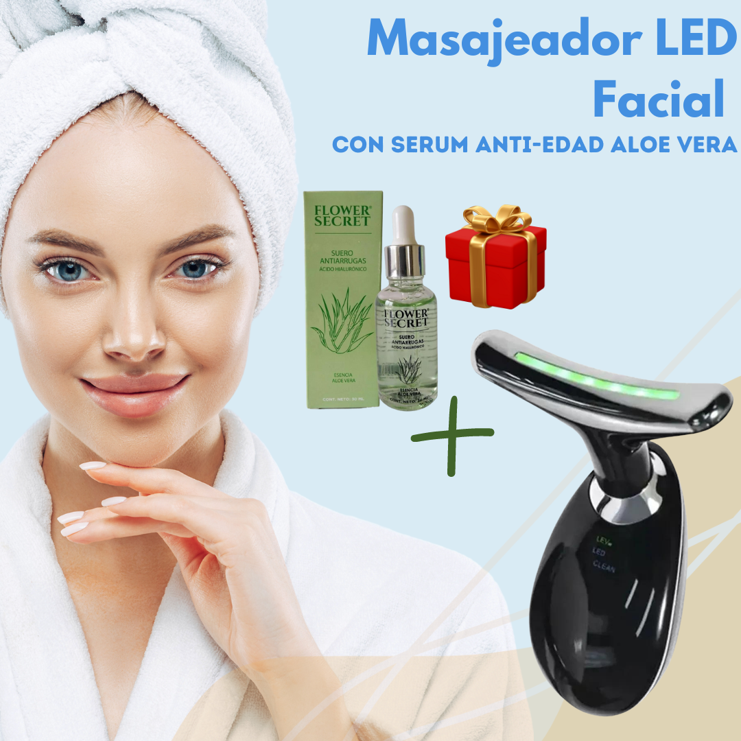 SKINLEAD° 2| MASAJEADOR FACIAL Y CUELLO CON LED + REGALO SUERO ANTI-ARRUGAS🎁✨